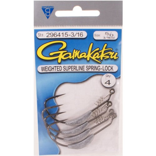 4 0 gamagatzu weighted hook Gamakatsu Weighted Superline With Spring Lock 1/4 Oz-Size 5/0