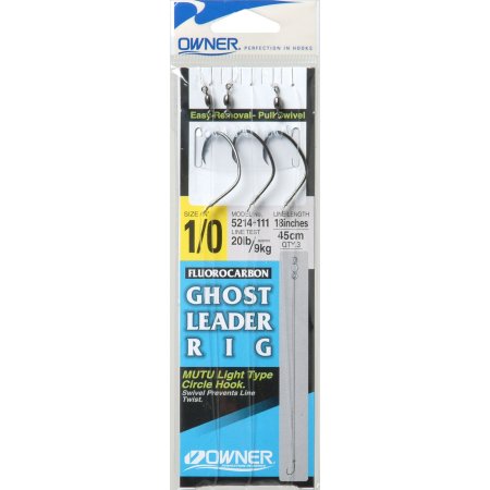 Owner Ghost Leader 18" - Circle Hook 3 Per Pack